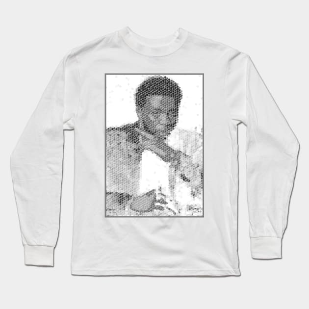 Chadwick Boseman Mosaic Long Sleeve T-Shirt by ArtOfGrime